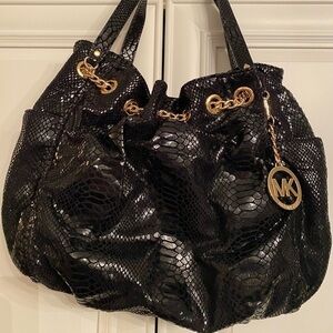 New WOT Michael Michael Kors Jet Set Chain Excess Chain Ring Tote Lizard Print